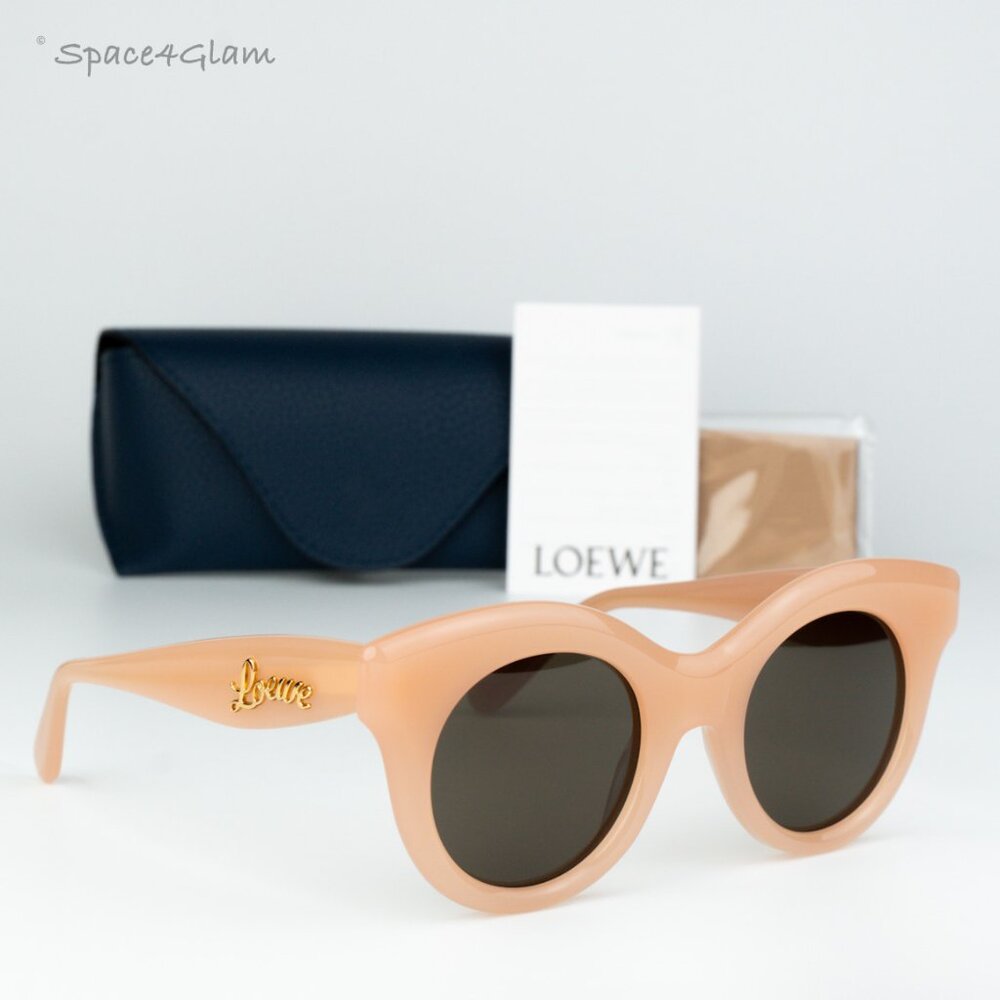 Loewe Women Sunglasses Pink Nude Brown Cat Eye LW40126I 72E NEW AUTHENTIC